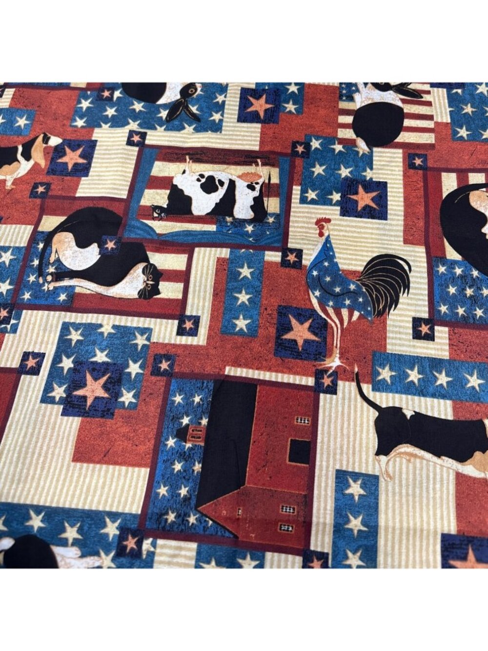 Warren Kimble Patriotic Animal Print Cotton Fabric 10" x 44" Cranston USA